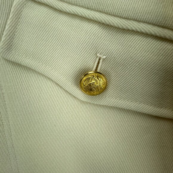Lauren‎ Ralph Lauren Jacket Small Ivory Quiet Luxury Gold Button Wool Hooded Zip - Picture 5 of 14